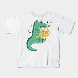 French Horn Alligator Kids T-Shirt